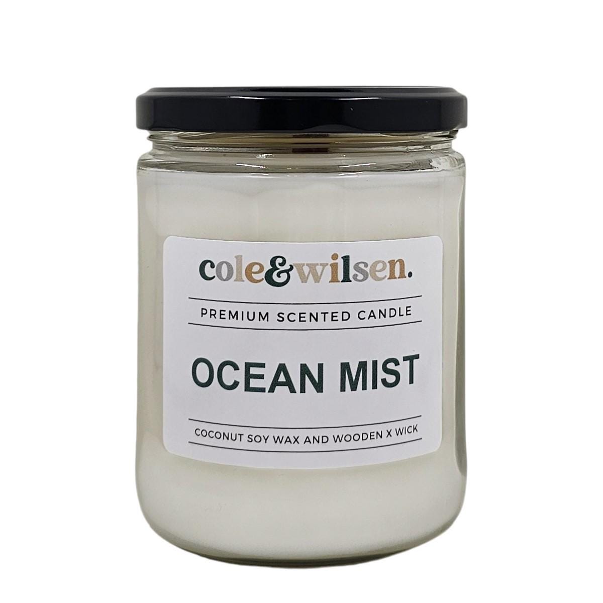 Ocean Mist Scented Candle with Wooden X Wick